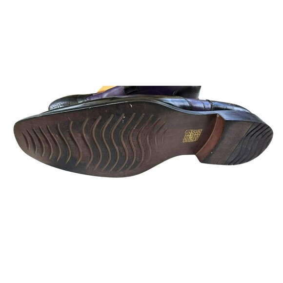 Mens Bolano Purple & Black Leather Oxford Dress Shoes Wing Tip Size 11 JJ4101 - Picture 12 of 12